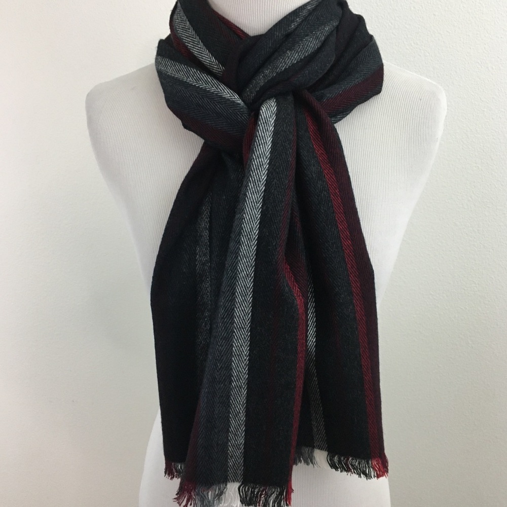 Unisex Soft Red Black & White Scarf